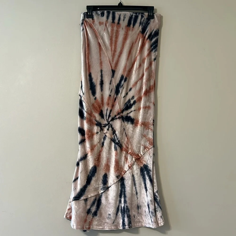 Free People Serious Swagger Tie-Dye Velvet Midi Skirt Small